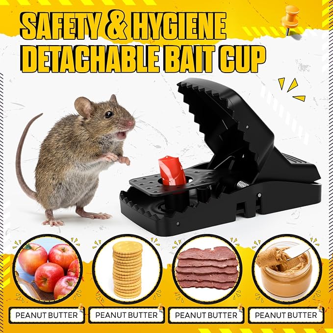 Qualirey 6 Pcs 8.3in Large Rat Snap Traps Mouse Traps Indoor for Home Mouse Trap Mice Killer Indoor Mice Snap Trap Multi-capturing Tooth Design Quick Setup and Reusable for Squirrels, Chipmunks