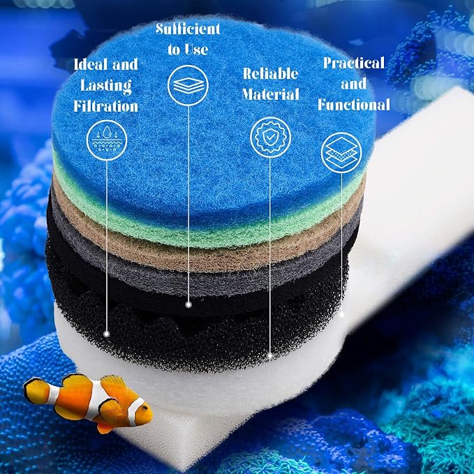 Threlaco 62 Pcs Compatible with Fluval Fx4/fx5/fx6 Replacement Filter Media, 6 Foam Block, 6 Carbon and 6 Water Polishing Pad, 4 Bio-sponge 6 Filter Pad, 6 Carbon, 18 Nitrite/phosphate/ammonia Remover