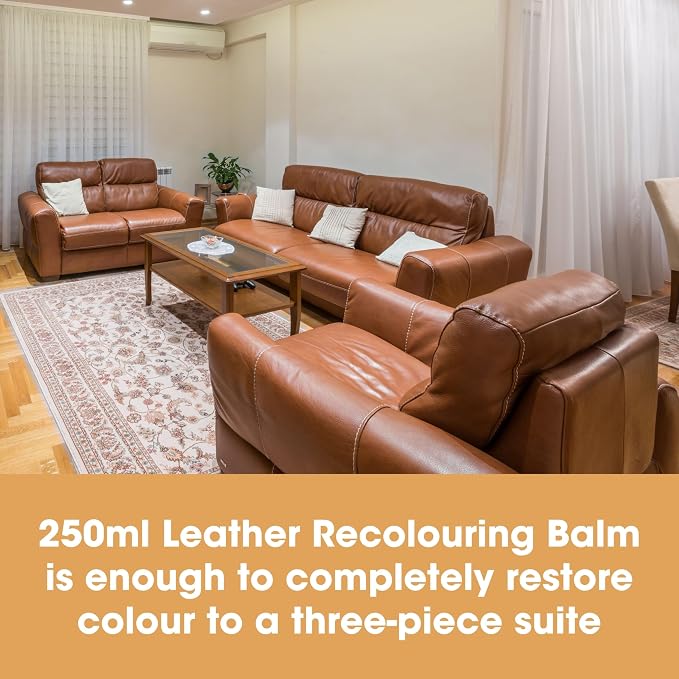 Furniture Clinic Leather Easy Restoration Kit | with Leather Recoloring Balm, Cleaner, Sponge, and Cloth | Leather Repair Kit for Scratched and Faded Furniture (Cream)