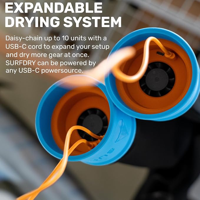 Original Wetsuit Dryer - USB-C Powered Airflow Drying System for Wetsuits, Drysuits, Booties & Gloves - 5-15 Hour Overnight Drying, Ultra-Quiet, Portable (2 Units)