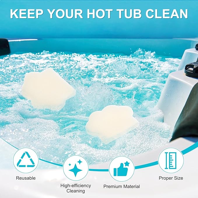 M METERXITY 20-Pack Hot Tub Scum Absorber, 9x12 Cm/3.5x4.7 Inch Sponge Cat Paw Pattern Scum Balls for Spa, Bathtub and Swimming Pool to Soak Up Oils Bathtub Accessories [White]