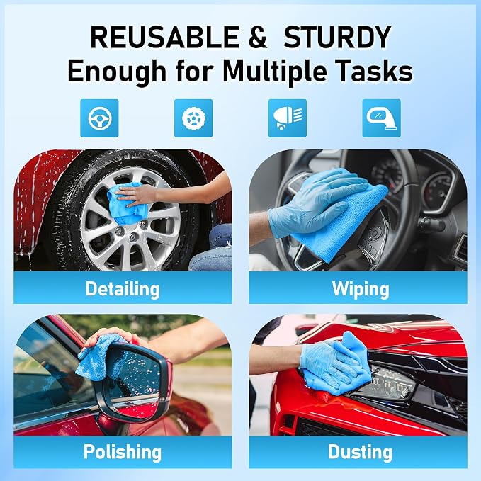 12 Pack 25''*15'' Microfiber Bathroom Hand Towels, with Microfiber Towel Roll, 75 Pack Tear Away Cleaning Towels, Reusable Microfiber Cleaning Cloths.
