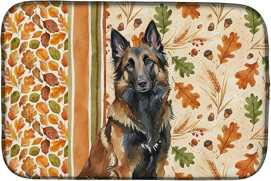 Caroline's Treasures Belgian Tervuren Heirloom Fall Dish Drying Mat Absorbent Dish Drying Mat Pad for Kitchen Counter Dish Drainer Mat for Countertop, 14 x 21", Multicolor