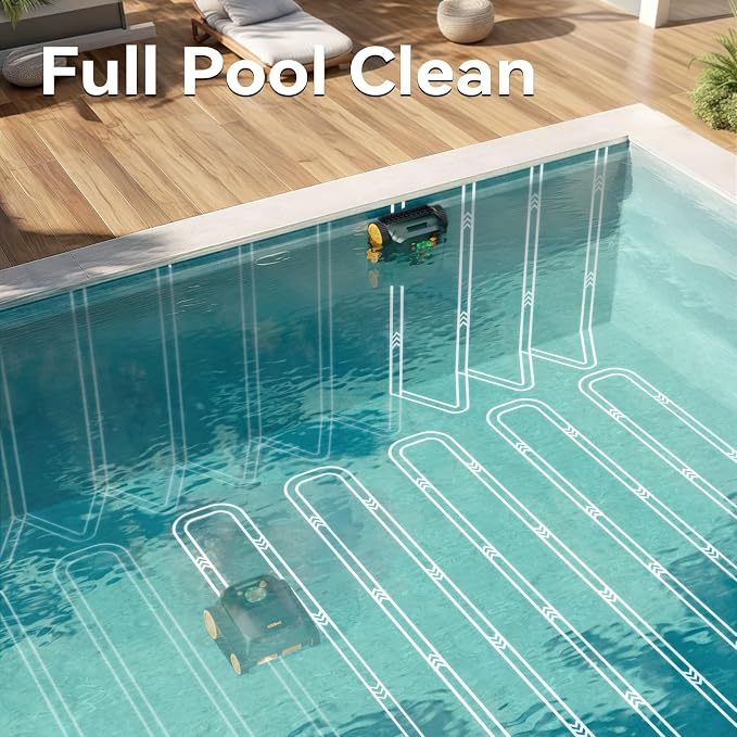 (2026 Upgrade) CliBot CB-5 Cordless Robotic Pool Cleaner, with 210 Mins Runtime, Wall & Waterline Cleaning, Smart Navigation, 5550 GPH Suction, Pool Vacuum for Inground Pools up to 3000 Sq. Ft., Green