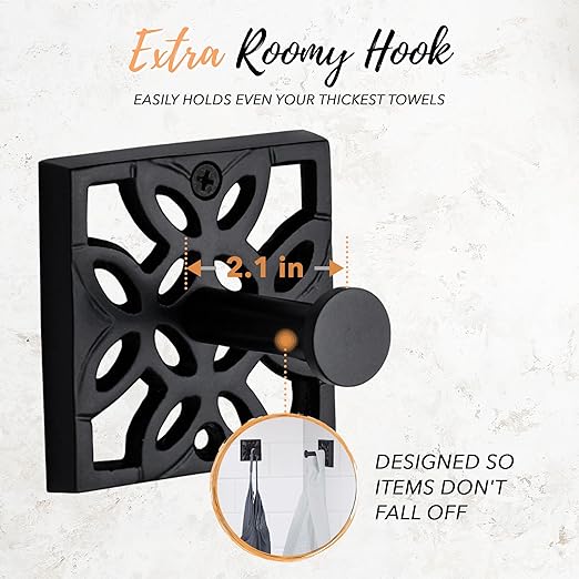 Autumn Alley Matte Black Farmhouse Bathroom Set – 5-Piece Hardware Kit with Towel Ring, TP Holder, Hooks & Metal Step Trash Can with Lid for Rustic, Modern Bathroom Décor