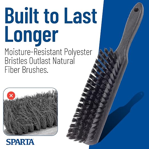 SPARTA 8 Inch Soft Counter Brush with Polyester Bristles and 5 Inch Handle, Color Coded Handheld Broom for Tables Countertops and Foodservice Surfaces, 13 Inch Overall Length, Black, Pack of 6
