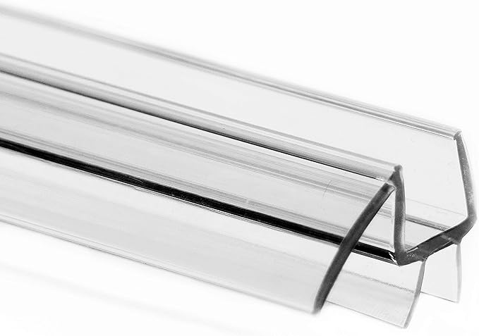 eatelle Shower Door Bottom Seal with Drip Rail for 1/4" (6mm) Thick Glass, 36" Long Sweep - Ultra Clear Polycarbonate