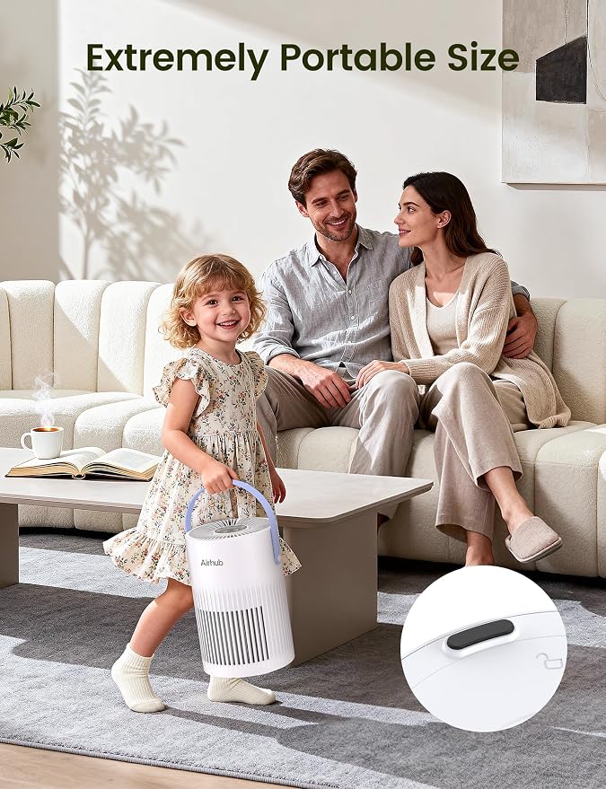 Air Purifier For Home Bedroom, 20dB Quiet Sleep Mode, Activated Carbon & HEPA Filter Portable Air Purifier For Office, Pets, Dust, Odor, Smoke, Pollen (Pearl White)