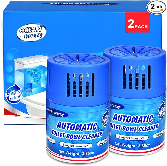 Automatic Toilet Bowl Cleaner Bottles, 2 Pack In-Tank Toilet Cleaner for Stain Build-Up Prevention, Blue Long-Lasting Toilet Tank Cleaner, Septic Safe, Fresh Scent, Up to 3 Months Each