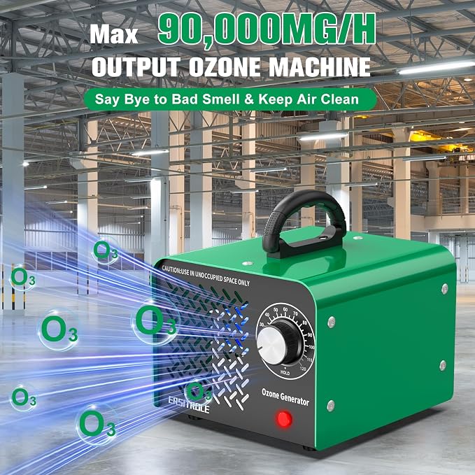 Ozone Generator 90,000mg/h, Home/Industrial 3-layer Ozone Ionizer Deodorizer, Ozone Machine Odor Removal for Car, Home, Smoke, Pets, Basement, Ozone Odor Eliminator for 6000 sq ft