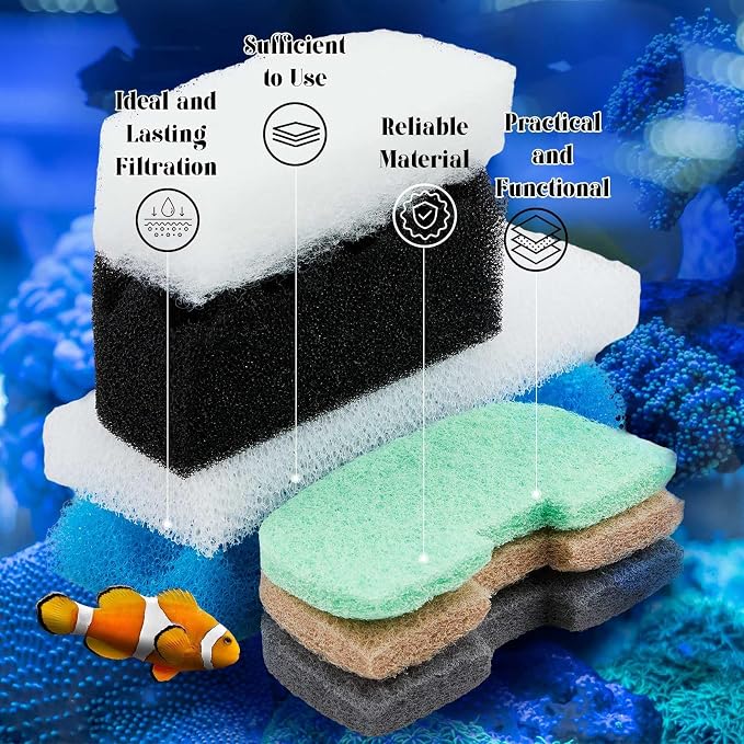 Threlaco 52 Pcs Replacement Filter Media Kit Compatible with Fluval 206/207 Aquarium Filters Include Biological Foams Ammonia Remover Phosphate Pads Nitrite Remover, Towel and Grease