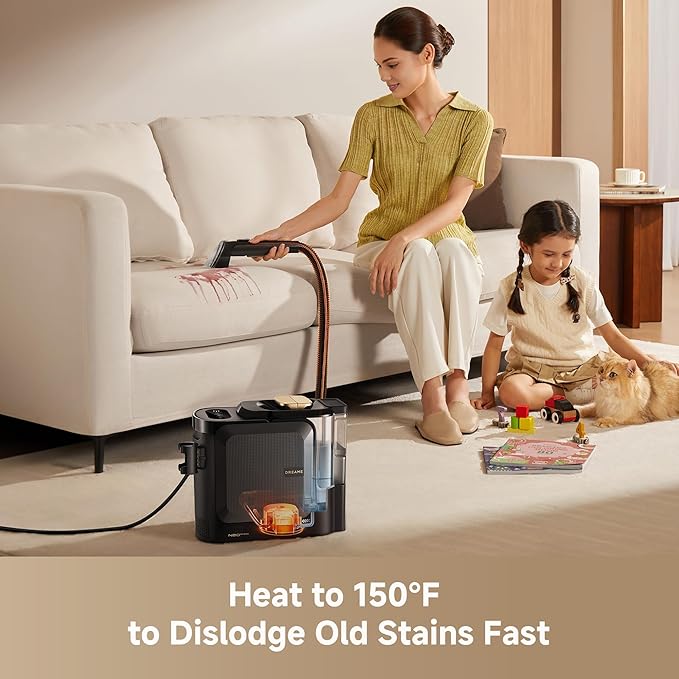 DREAME N20 Steam Portable Carpet Cleaner with Steam & Hot Water Wash, Upholstery Cleaner Machine with Auto-Mix Solution, 17Kpa Powerful Suction, Spot Cleaner for Carpet, Couch, Furniture, Pets, Cars