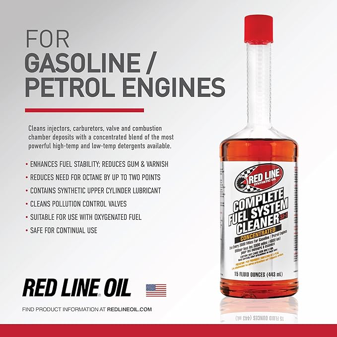 Red Line 60103 SI-1 Complete Fuel System Cleaner - 15 Ounce- Fuel Injector Cleaner and Carburetor Cleaner for Corrosion Prevention and Injector, Valve, and Combustion Chamber Deposit Removal