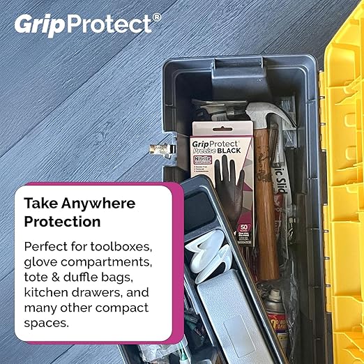 GripProtect® Precise Black Nitrile Gloves | Exam | 4 Mil | Chemo-Rated | Food, Home, Hospital, Law Enforcement, Tattoo | (X-Large, 50)