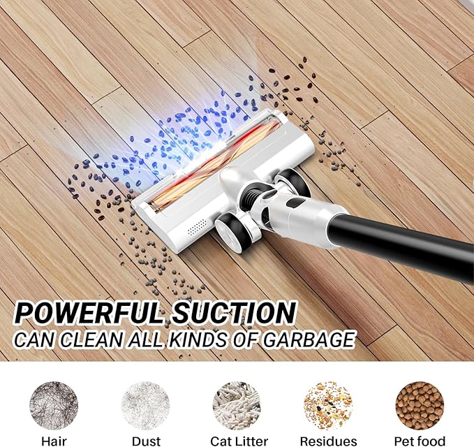 BSNAW Cordless Vacuum Cleaner, 8-in-1 Lightweight Stick Vacuum 45Min Runtime, Anti-Tangle Vacuum with Rechargeable Battery for Hardwood Floors, Carpet, Pet Hair, Under Furniture Cleaning, N5