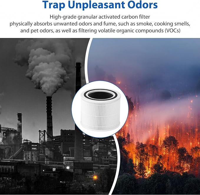 Core 300 Replacement Filter for LEVOIT Core 300, Core 300-P, Core 300S Vortex Air Air Purifier, 3-in-1 H13 Grade True HEPA Filter Replacement 2 Pack, Compare Part No. Core 300-RF (White)