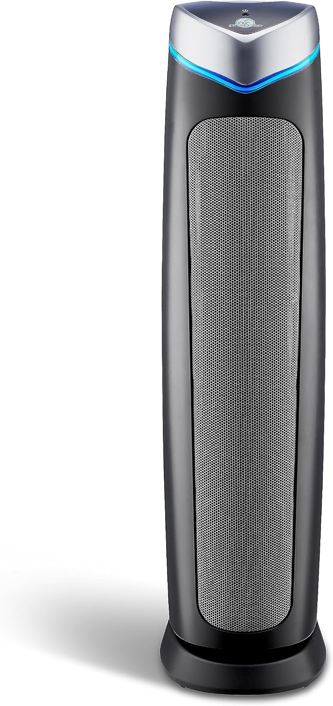 GermGuardian 5-In-1 HEPA Air Purifier for Home, Large Rooms Up To 915 Sq. Ft. with HEPA Pet Air Filter, UV-C Light & Odor Reduction, AC5250PT, 28" Tower, Gray