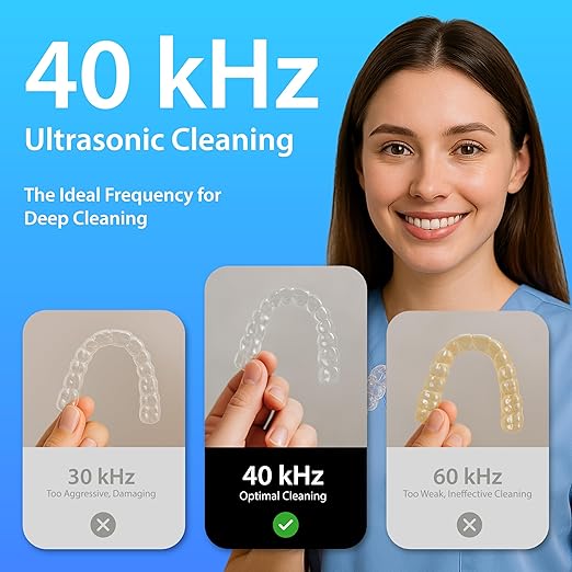 Magnasonic Ultrasonic Cleaner - 20oz Tank Ultrasonic Retainer Cleaner w/ 8oz Gem & Jewelry Cleaner Concentrate Solution, Digital Timer, 5 Cleaning Modes for Glasses, Rings, Dentures, Tools, Aligners