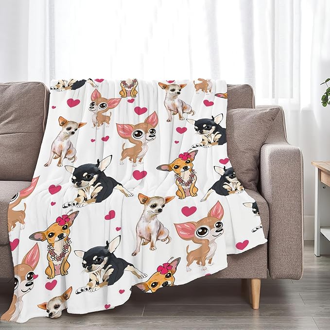 Tijuboni Chihuahua Throw Blanket Dog Gifts for Girls Boys Women Men Kids Adults Soft Flannel Fleece Blanket for Couch Sofa Bed Home Decor 50"x60"