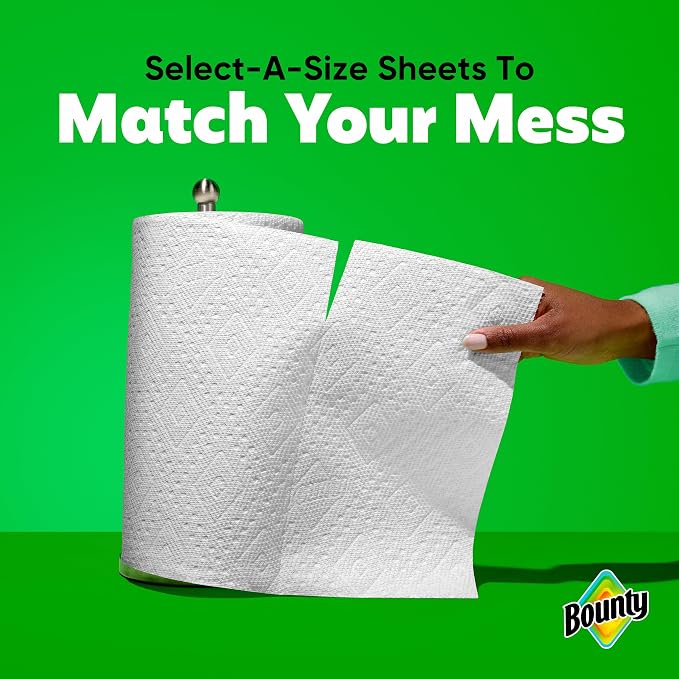 Bounty Paper Towels Select-A-Size, White, 6 Double Plus Rolls = 15 Regular Rolls