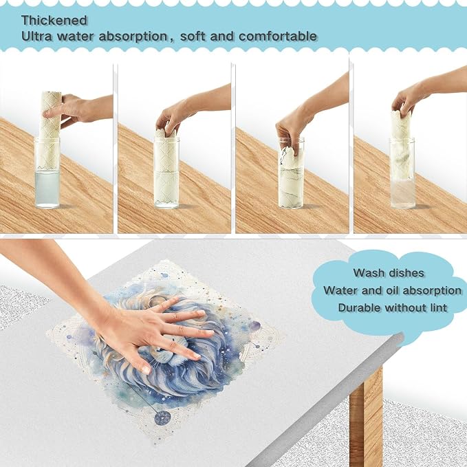 ALAZA Dish Towels Kitchen Cleaning Cloths Lion (15) Dish Cloths Absorbent Kitchen Towels Lint Free Bar Tea Soft Towel Kitchen Accessories Set of 6,11"x11"