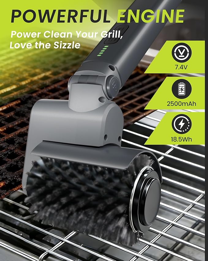 3-in-1 Electric Grill Brush for Outdoor Grill, Cordless Rechargeable BBQ Grill Cleaning Brush with Adjustable 3 Speeds,1.5HR Runtime, IPX7 Waterproof, Heat Resistant - Valentine Gifts for Men