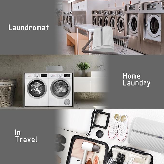 Shoe Washing Machine Bag - Shoe Bag for Washing with Adjustable Shoe Trees, Laundry Shoe Bag for 2 Shoes, Fluffy Fiber, Wrap-around Cleaning in washer and dryer, Durable Zipper, White