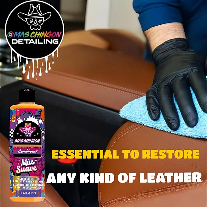 Mas Chingon Fine Leather Cleaner and Fine Leather Conditioner Kit for Use on Leather Apparel, Furniture, Car Interiors, Shoes, Boots, Bags & More (2-16 fl oz Bottles)