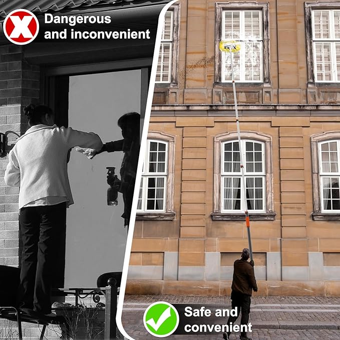 26FT Reach Telescopic Extension Pole, 5-20FT Paint Roller Extension Pole with Flip-Lock Design, Aluminum Alloy Threaded Head for Painting Cleaning Dusting & Window Washing Tools