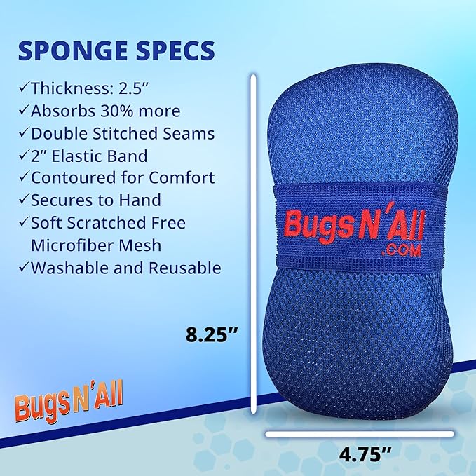Bugs N' All Multi Surface Cleaner Spray Concentrate 1 Gal. w/Empty Cleaning Spray Bottle 32 oz. & Bug Sponge for Car Washing - Mutli-Vehicle Cleaning - Bug & Tar Remover for all Vehicles