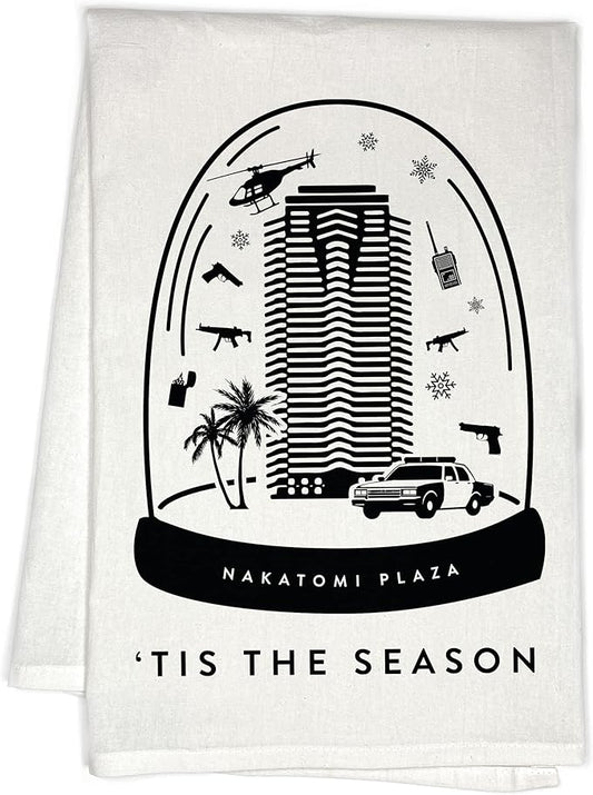 Nakatomi Plaza Snow Globe Holiday Flour Sack Kitchen Hand Towel