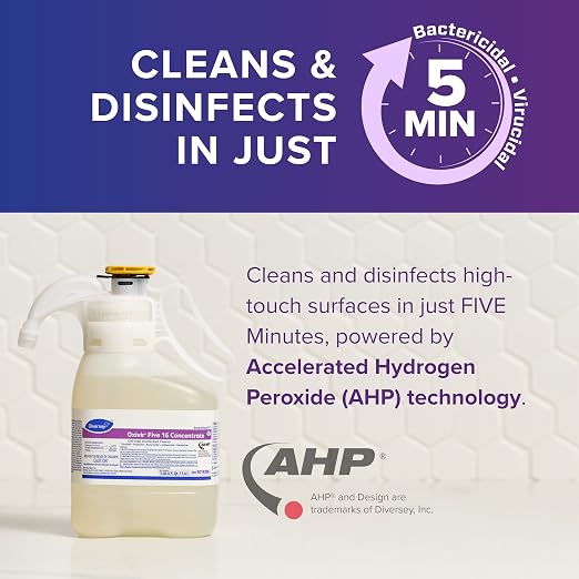 Oxivir Diversey 5019296 Five 16 One-Step Hospital Strength Disinfectant Liquid Cleaner, Accelerated Hydrogen Peroxide, SmartDose Concentrate, 1.4-Liter (Pack of 2)