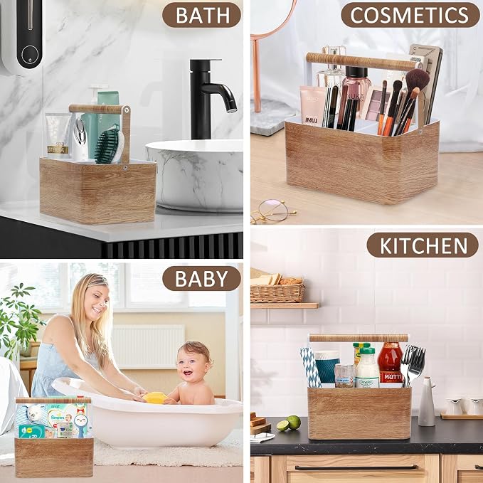 BYUNER Plastic Shower Caddy Dorm: Portable Bathroom Caddy Organizer for College with Handle and Adjustable Divider, Utility Hard Shower Basket Bin Tote for Toiletry,Shampoo,Soap,Cleaning Product