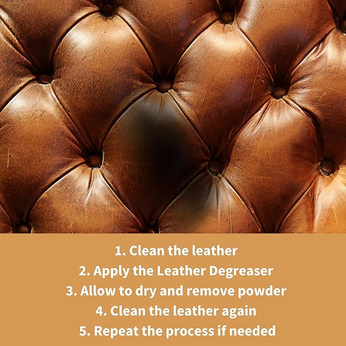 Furniture Clinic Leather Degreaser | Professional Oil & Grease Stain Remover | Use on Furniture, Car Seats, Shoes, Couches, Sofas, & Chairs | Leather Care Cleaning Solution | 8.5oz/250ml