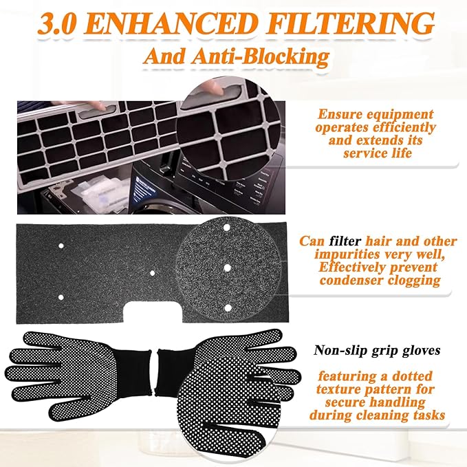 4 Pack WH01X35719 Lint Filte for GE Profile Washer Dryer Combo with Clothes Dryer Vent Cleaner Kit, Dryer Vent Brush Included
