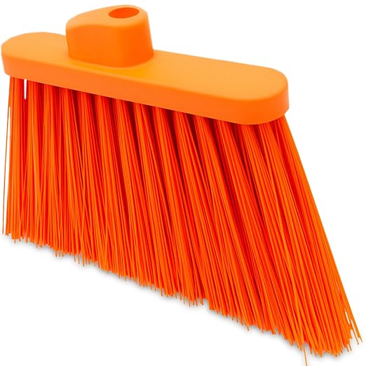 SPARTA Plastic Broom Head, Angled, Un-Flagged for Large Debris Indoor, Outdoor, Home, Restaurant, Lobby, Office, 12 Inches, Orange, (Pack of 12)