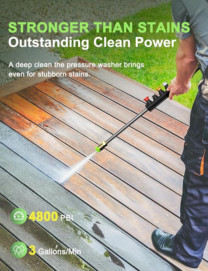 Power Pressure Cleaner for Effortless Cleaning with Surface Cleaner & 4 Nozzles & Detachable Foam Cannon for Easy Use, Home/Driveway/Car Wash/Patio/Fence/Garden