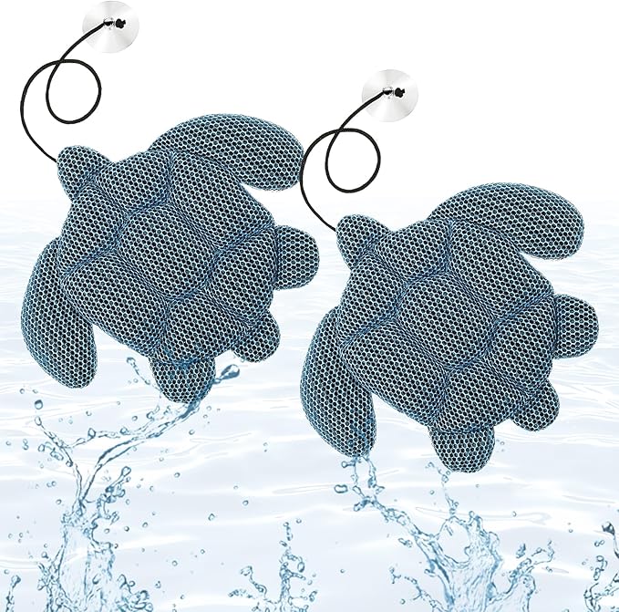 2Pcs Turtle Shape Hot Tub Scum Absorber, Floating Spa Scum Balls for Hot Tub, Reusable Oil Absorbing Sponge for Pool Spa Accessories