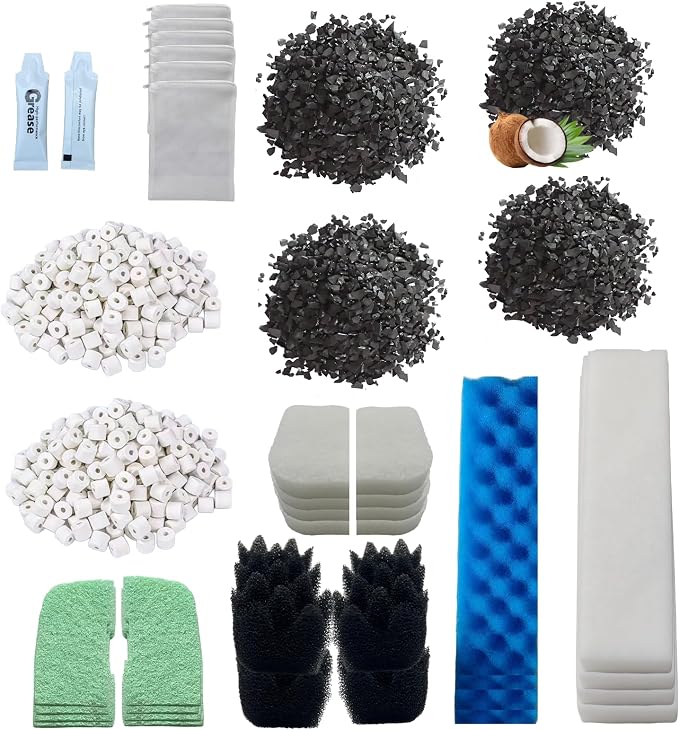 42 Pack Replacement Filter Media Kit for Fluval 406/407, 2 Full Sets | High Porosity Bio Foam, Ceramic Rings, Activated Carbon & Polishing Pads, Clear Tank Water, Reduced Algae & Yellow Buildup