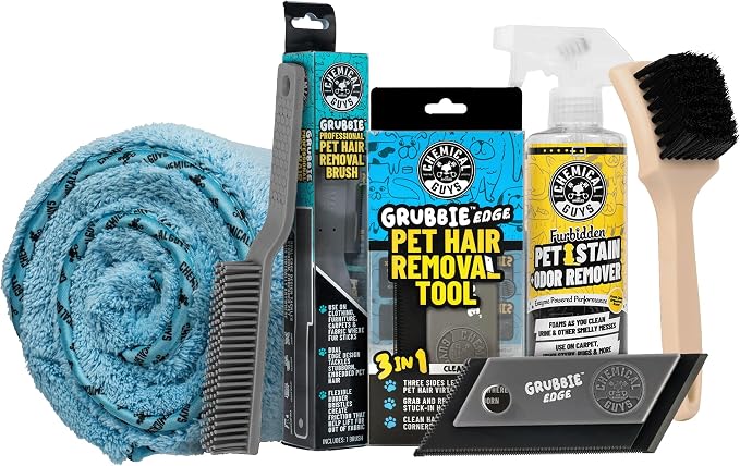 Chemical Guys Pets Bundle, Car Interior Cleaning Kit for Dog and Cat Owners with Furbidden Pet Stain and Odor Remover, Interior Detailing Brush, and Microfiber Towel for Cars, Trucks, and SUVs