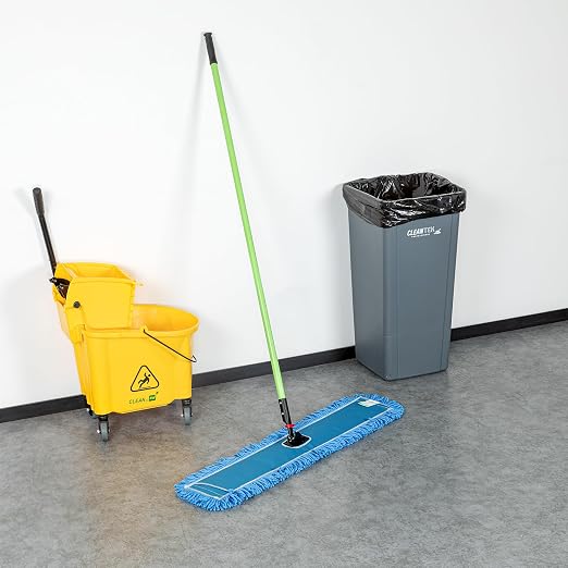 Restaurantware-Clean Tek Professional 35.83 x 5 Inch Dry Floor Mop, 1 Reusable Dust Mop - 64-Inch Handle, Secure Attachment, Blue Microfiber, Machine Washable, for Floor, Cleaning Home Or Office