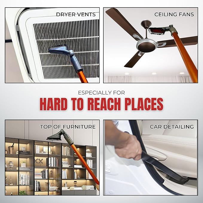 for Dyson Vacuum Cleaning Tools for Hard to Reach Places: Flexible Crevice Tool and Soft Dust Brush with Adjustable Angle - Vacuum Attachments for Dryer Vents, Corner, Ceiling Fans, Top of Furniture