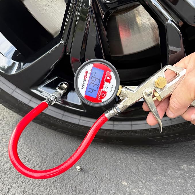 Prestaflator Bike Tire Inflator, Presta & Schrader Valve Air Compressor Tool – Works with Tubeless & Standard Tires – Bike & Car Air Compressor Tire Inflator for MTB & Road Bikes