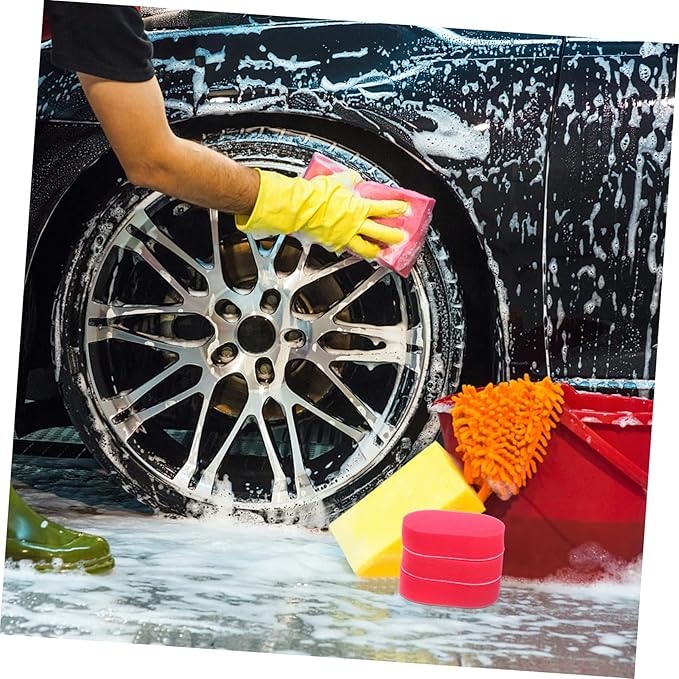 Healifty 5pcs Car Wash Brush Tire Shine Applicator Car Waxing Tool Natural Sponge for Cleaning and Polishing