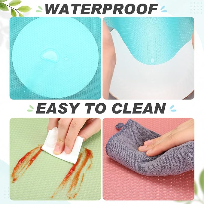 Junkin 3 Roll Refrigerator Liners, 11.8 Inch x 9.8 ft Washable Waterproof Fridge Mat Easy to Clear Fridge Pads Shelves Drawer Table Mats Refrigerator Liners for Shelves, Easy to Cut