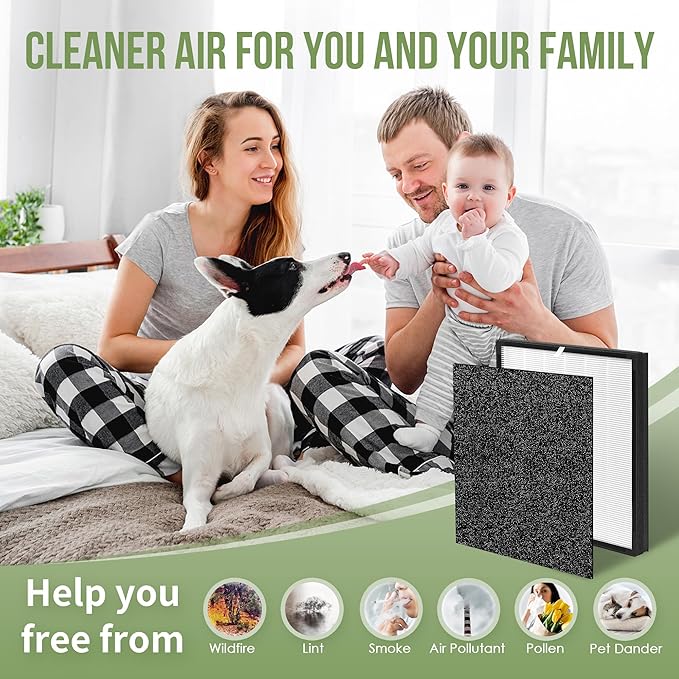 FLT5900 Filter J Compatible with Germ-Guardian Air Puri-fier Filter FLT5900, Fit for Models AC5900WCA and AC5900WDLX, 3 Main Filters & 6 Carbon Pre-filters