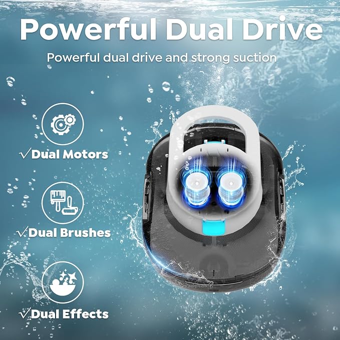S1 Pro Cordless Robotic Pool Cleaner, 130-Min Runtime, Cleans Up to 1,292 Sq.Ft, Dual-Motor Pool Vacuum, Automatic Cleaner with Large Filter Basket, Fast Charging & Self-Parking(Glossy Black White)
