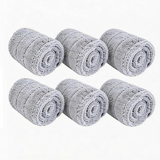 24 Inch Microfiber Mop Pads 6 Pack for Hardwood Tile Laminate Deep Clean | Reusable flat mop pads for floor cleaning, fits 24-inch mop heads, washable and durable, wet/dry use, home cleaning essential