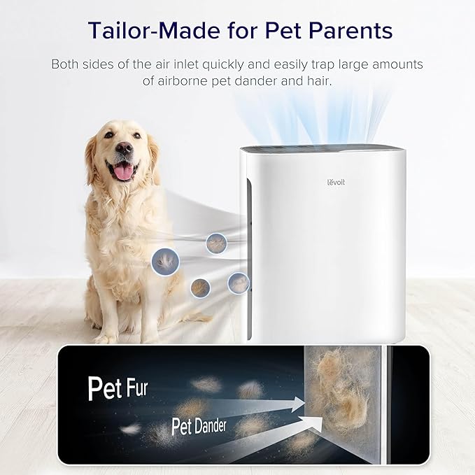 Levoit Air Purifier for Home Bedroom, Quiet Clean with Washable Pre-Filter for Dander, Smoke, Dust, Pollen, AHAM VERIFIED, Odor Eliminators for Medium Sized Rooms, Pet Hair Remover, Vital 100, White
