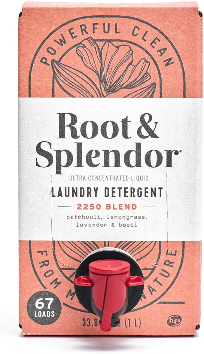 Root & Splendor Ultra Concentrated Non Toxic Laundry Detergent Liquid - Plant Based & Eco Friendly Enzymatic Laundry Soap, 2250 Scent, 1 Liter, 67 Loads